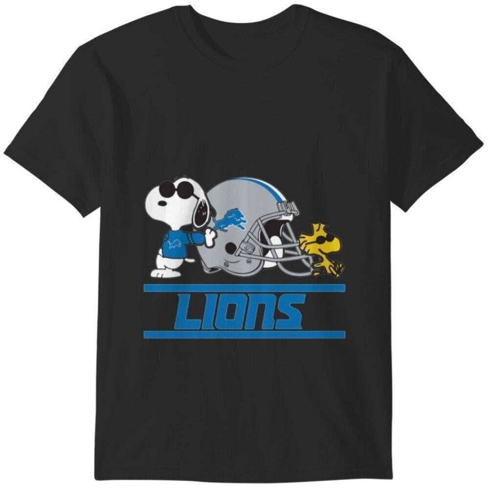 Detroit Lions Snoopy Football Team Cartoon Graphic Unisex T-Shirt - Picture 1 of 4